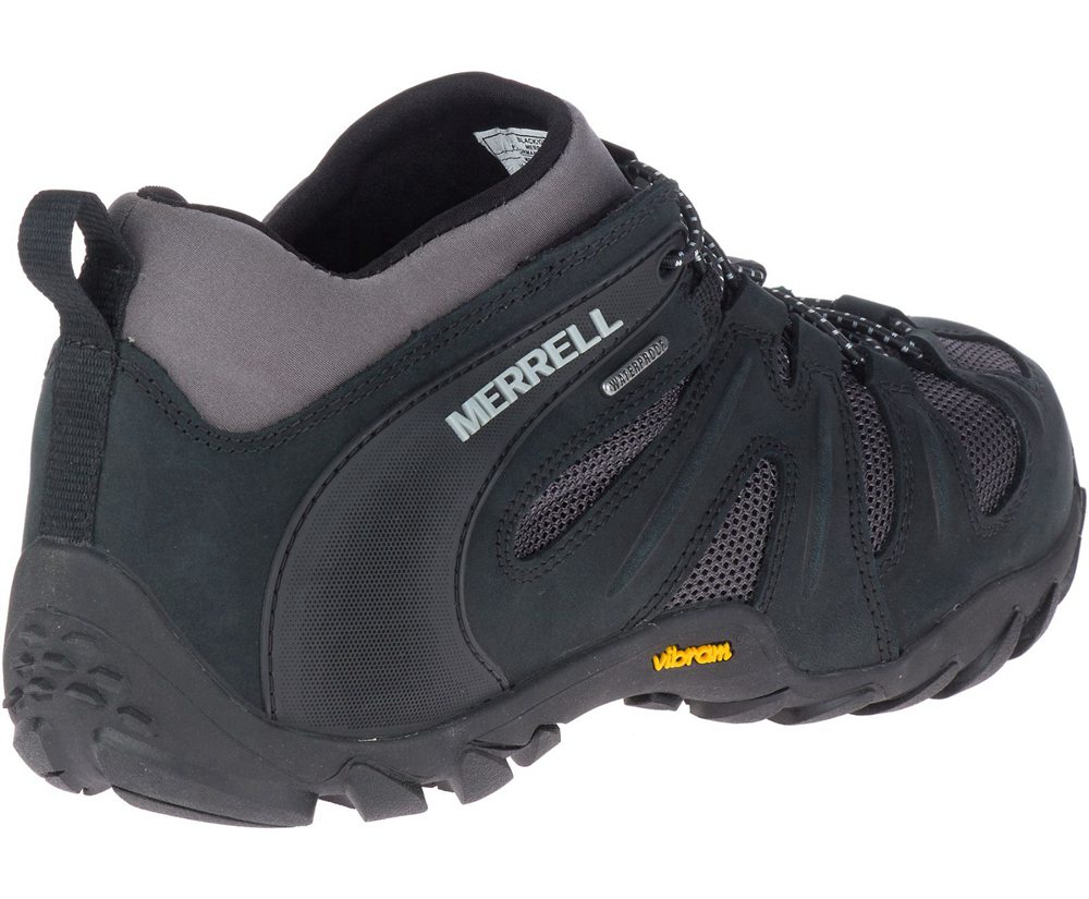 Merrell Hiking Shoes Black/Grey - Chameleon 8 Stretch Waterproof - Mens 30FANYZJQ